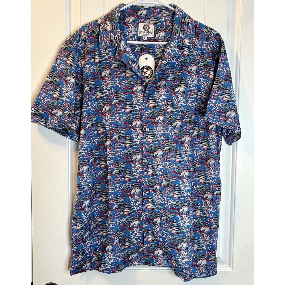 ONE RESOLUTION CLOTHING Short Sleeve BUTTONDOWN Red‎ Blue PAGODA Shirt NWT Men L